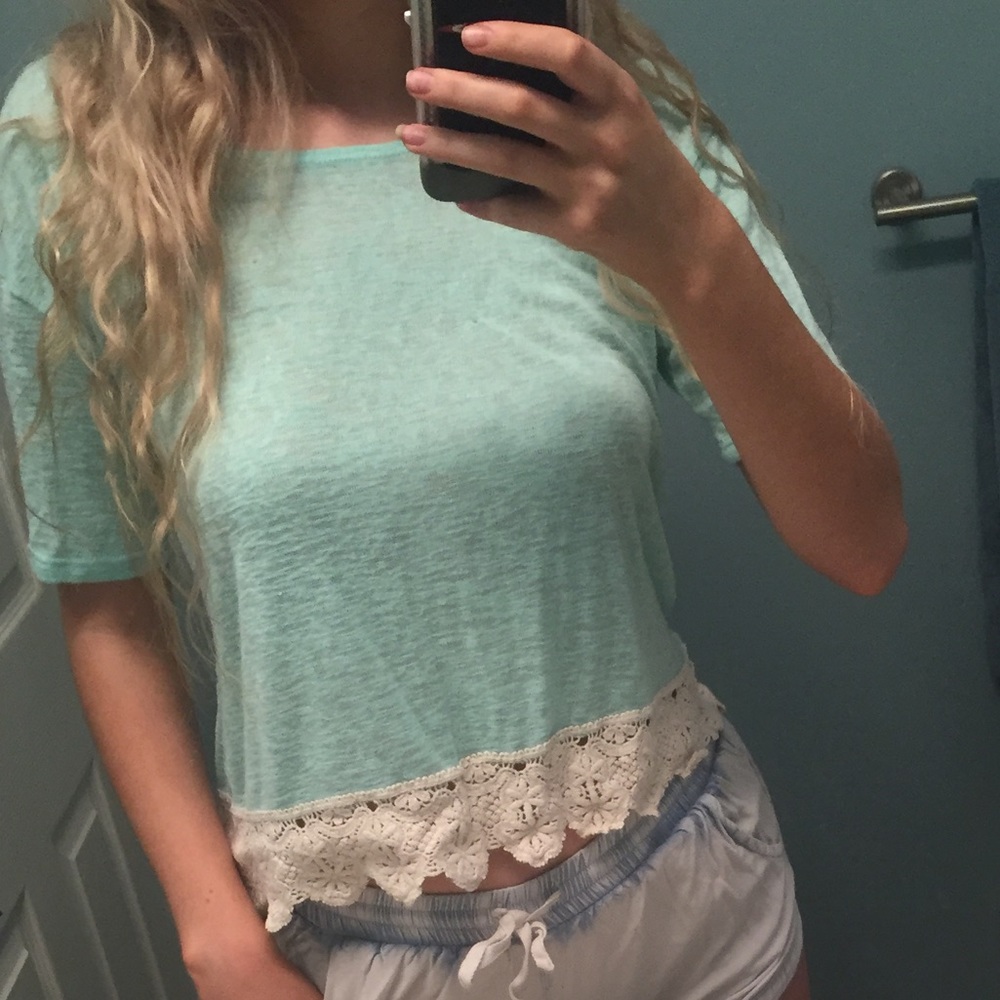 mint green boho tee